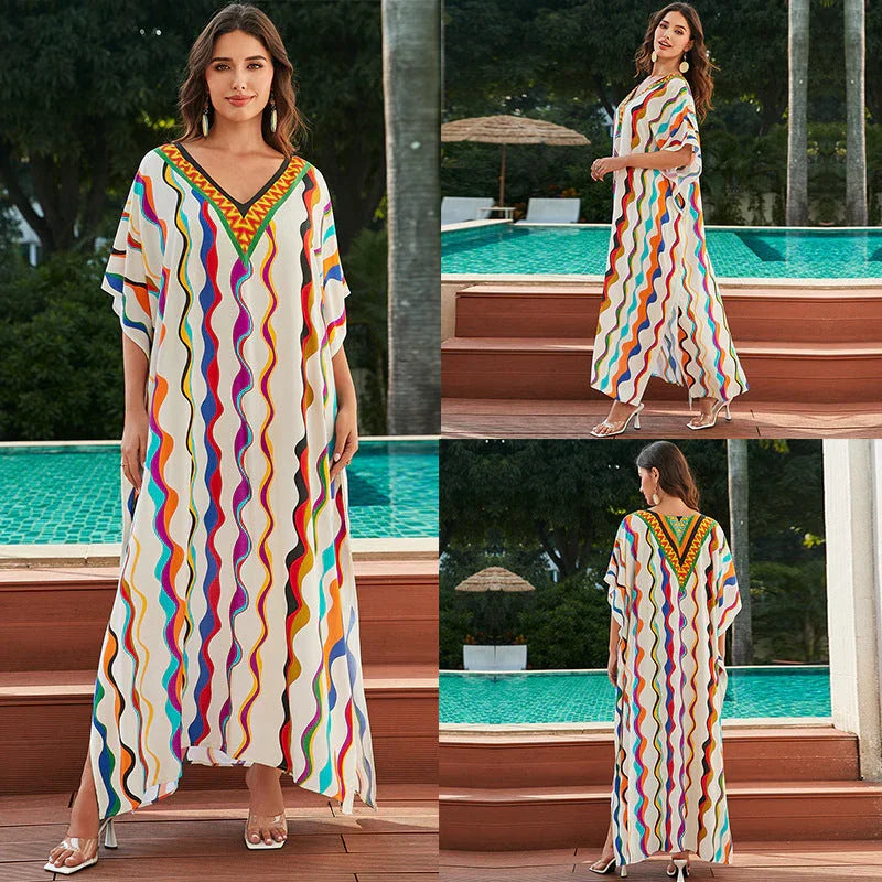 Women's Cotton Tie Dyed Beach Dress - VAleG
