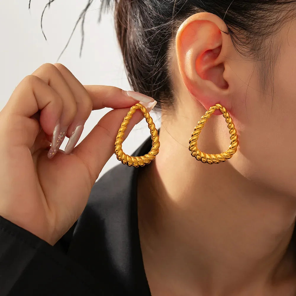 18K Gold-Plated Twisted Earrings - VAleG