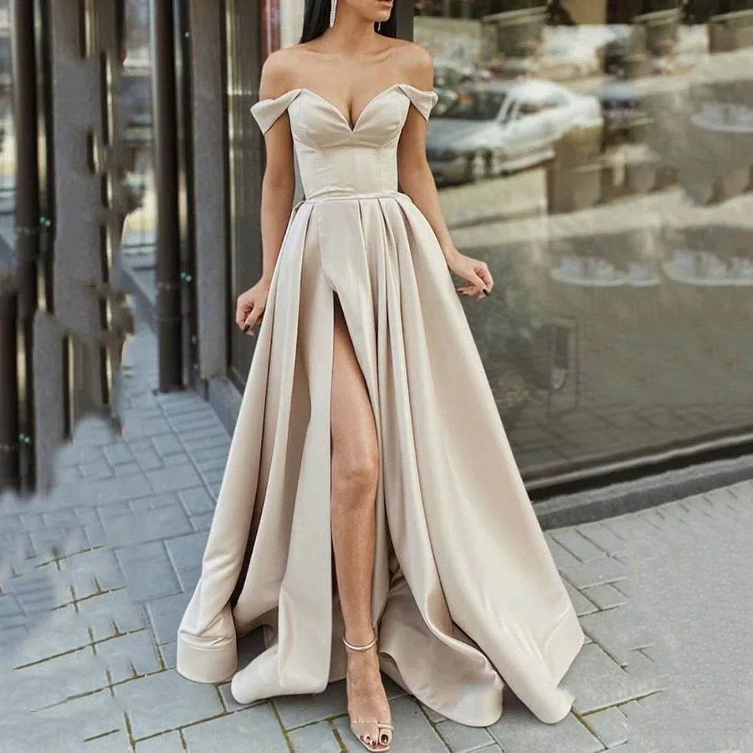 Women's Clothing Multi-color Tube Top V-neck Backless Large Swing Split Sleeveless Dress - VAleG