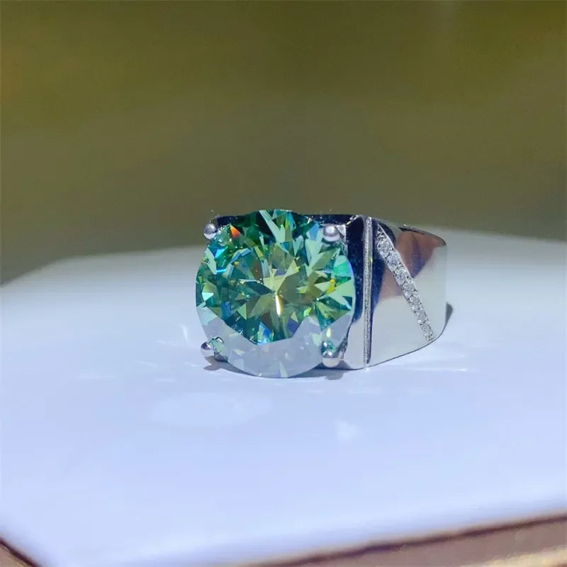 10 Carat Moissanite 925 Sterling Silver Signet Ring - VAleG