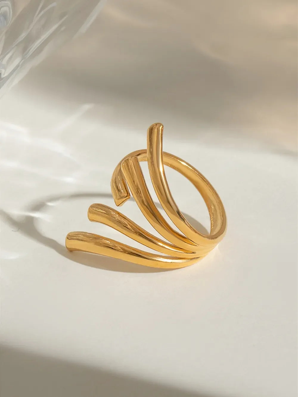 18K Gold-Plated Stainless Steel Irregular Open Ring - VAleG