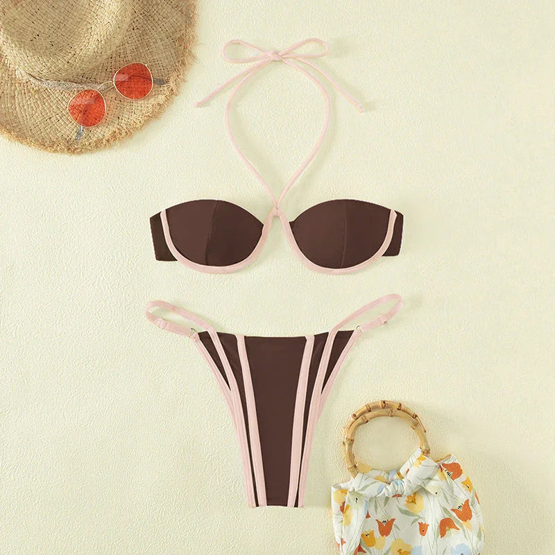 Split Swimsuit Bikini Steel Panther Pattern Swimsuit - VAleG