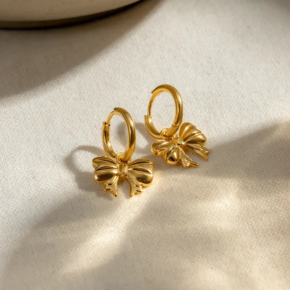 18K Gold-Plated Bow Earrings - VAleG