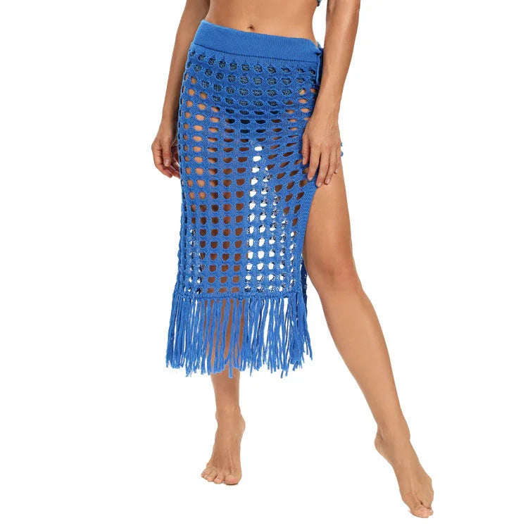 Ladies Fashion Slit Fringe Beach Skirt - VAleG