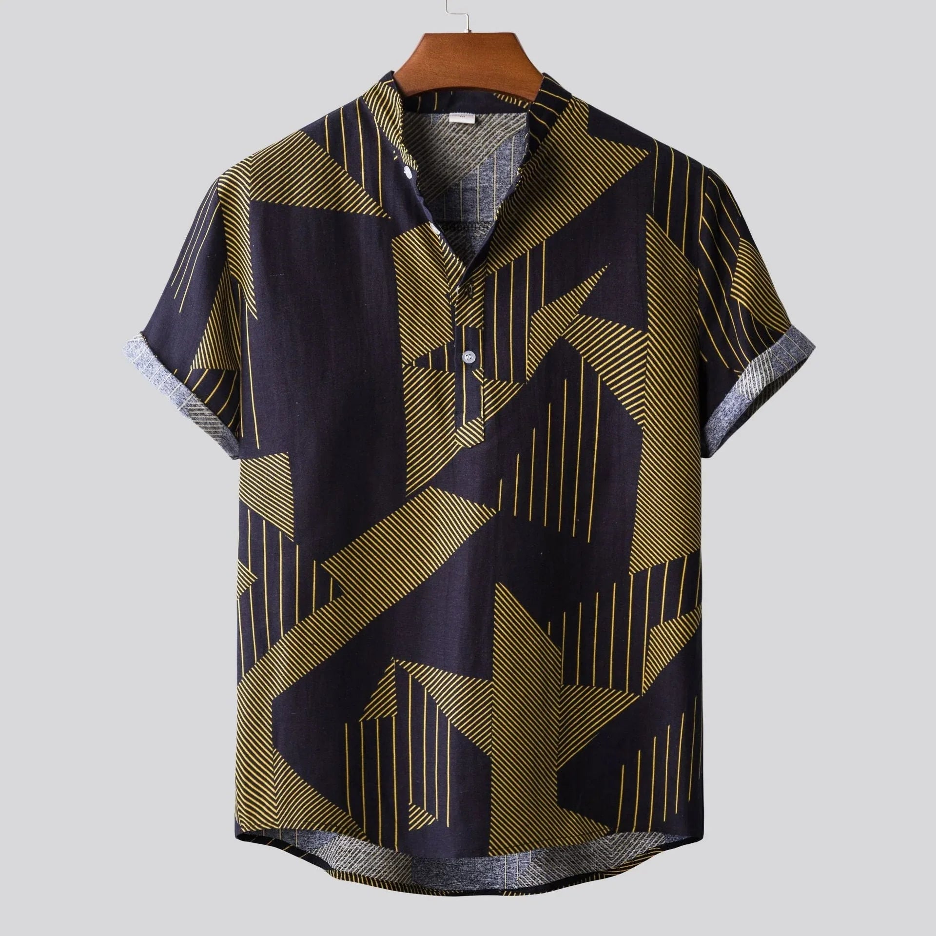 Lapel Cotton Slim-fit Printed Bamboo Shirt - VAleG