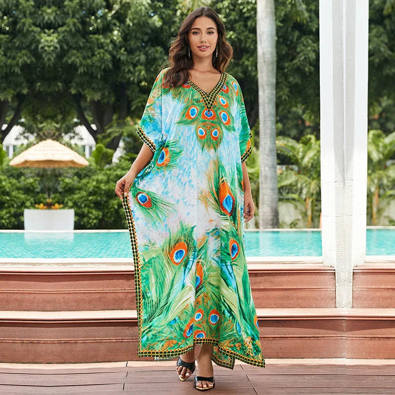 Women's Cotton Tie Dyed Beach Dress - VAleG
