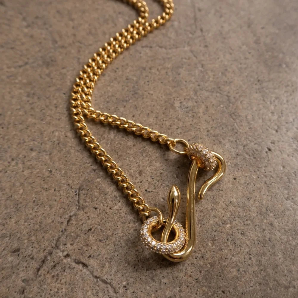 18K Gold-Plated Copper Inlaid Zircon Necklace - VAleG