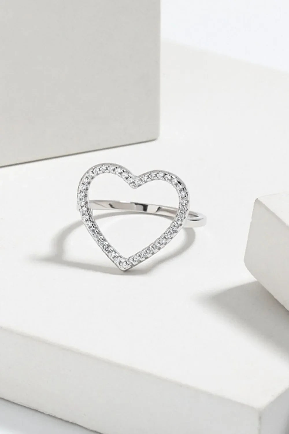 925 Sterling Silver Inlaid Zircon Heart Ring - VAleG
