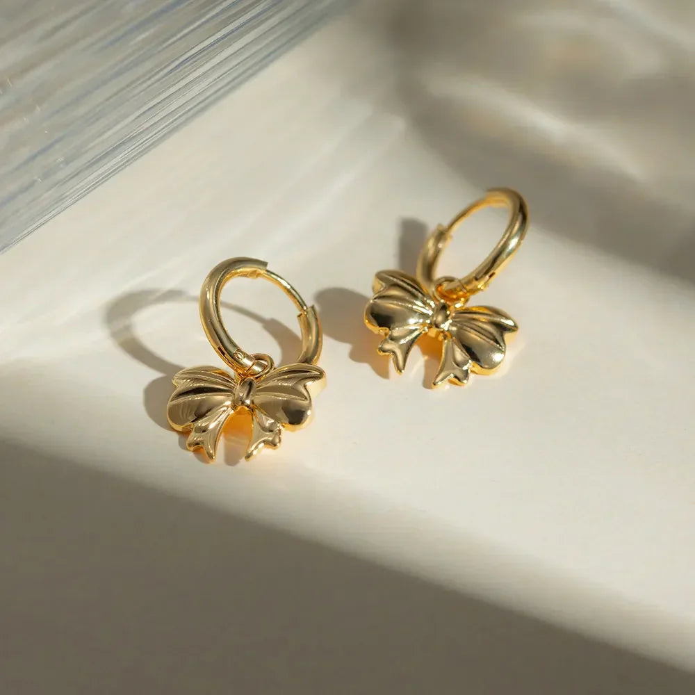 18K Gold-Plated Bow Earrings - VAleG