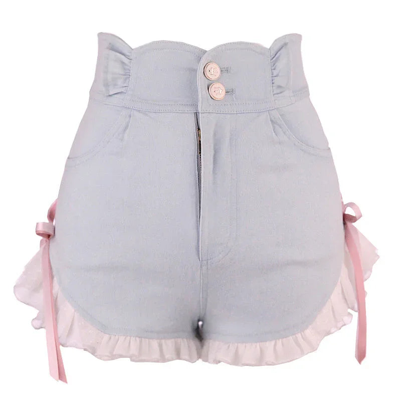 Bow High Waist Denim Shorts For Women - VAleG