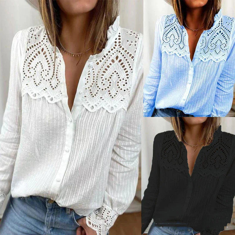 Autumn New Women's Lace Stitching Shirt Women - VAleG