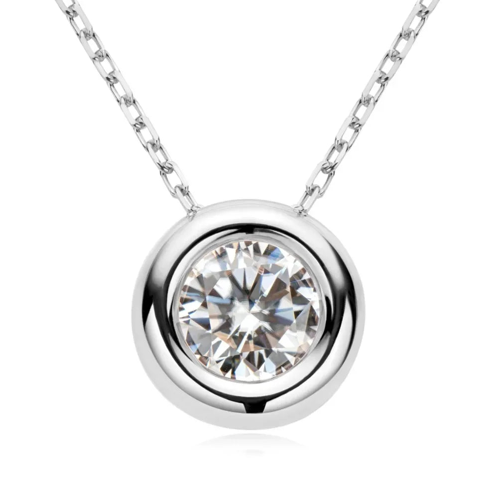 1 Carat Moissanite 925 Sterling Silver Necklace - VAleG