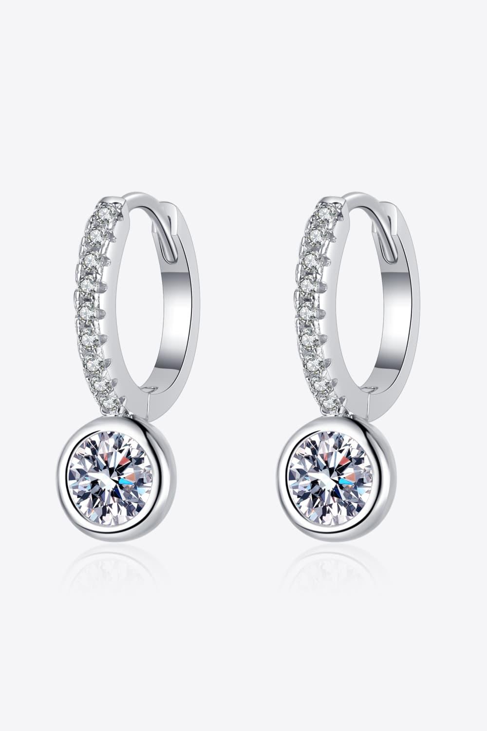 1 Carat Moissanite Rhodium-Plated Drop Earrings - VAleG