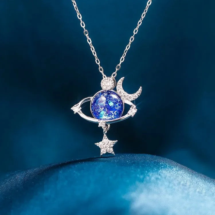 Starry Sky Inlaid Zircon Moon Star Necklace - VAleG