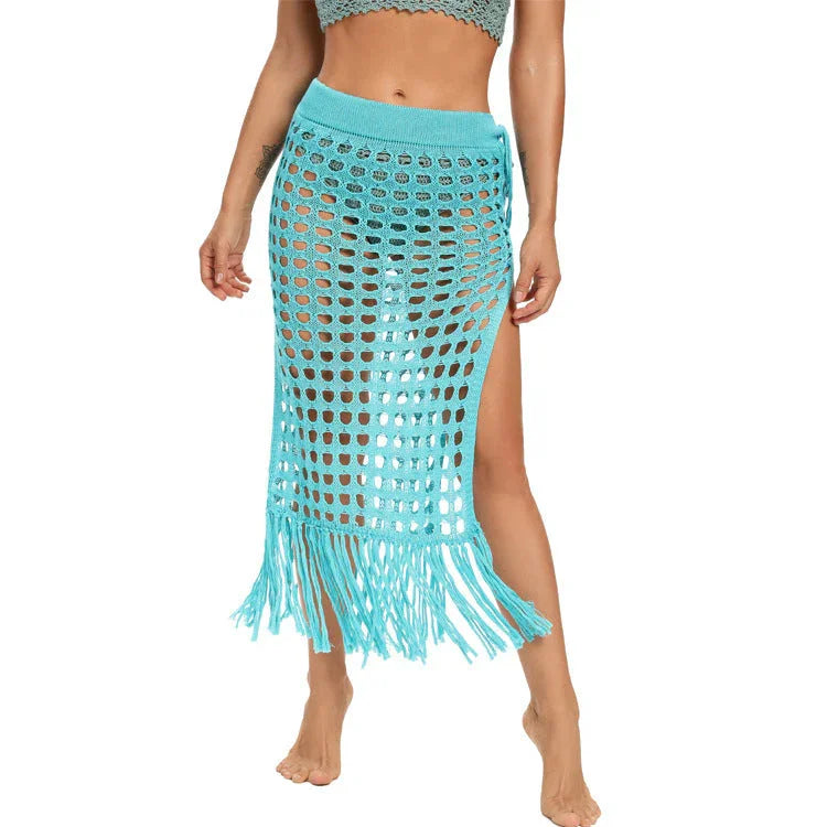 Ladies Fashion Slit Fringe Beach Skirt - VAleG