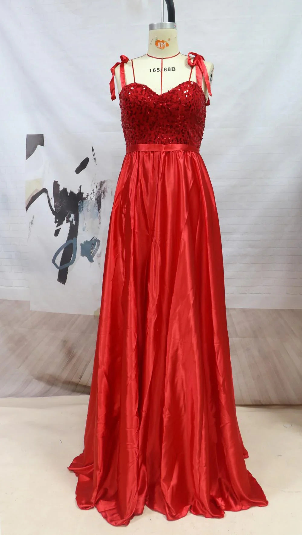 Women's Temperament Long Banquet Evening Dress Suspenders Sequined Large Skirt - VAleG