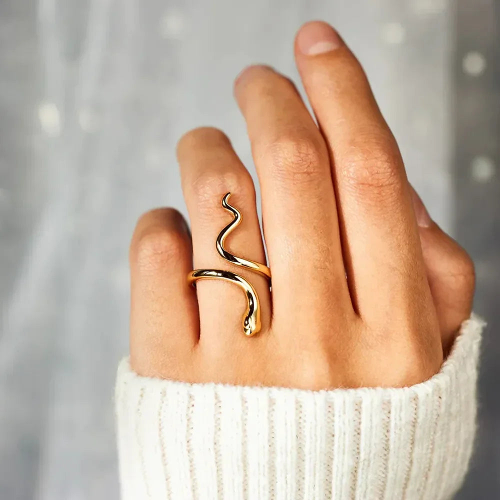 Snake Shape 18K Gold-Plated Bypass Ring - VAleG