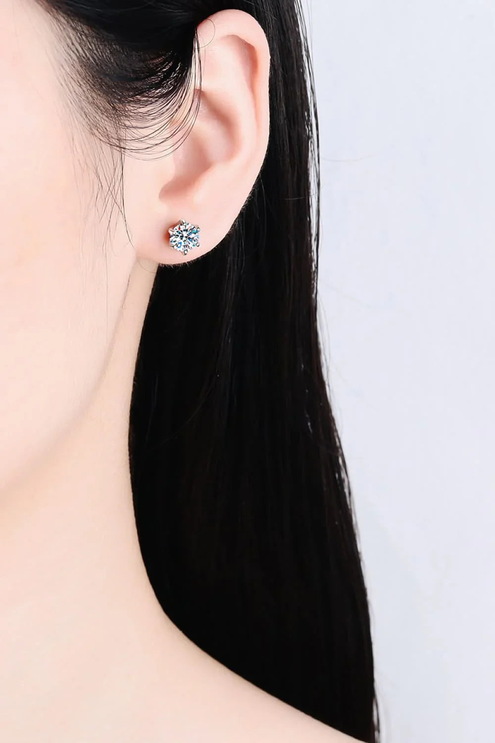 1 Carat Moissanite Rhodium-Plated Stud Earrings - VAleG