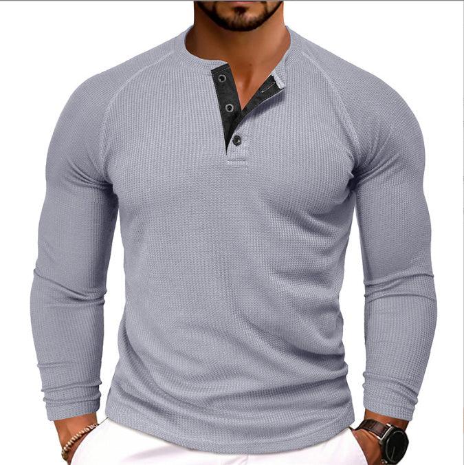 Men's Round Neck Waffle Casual T-shirt - VAleG