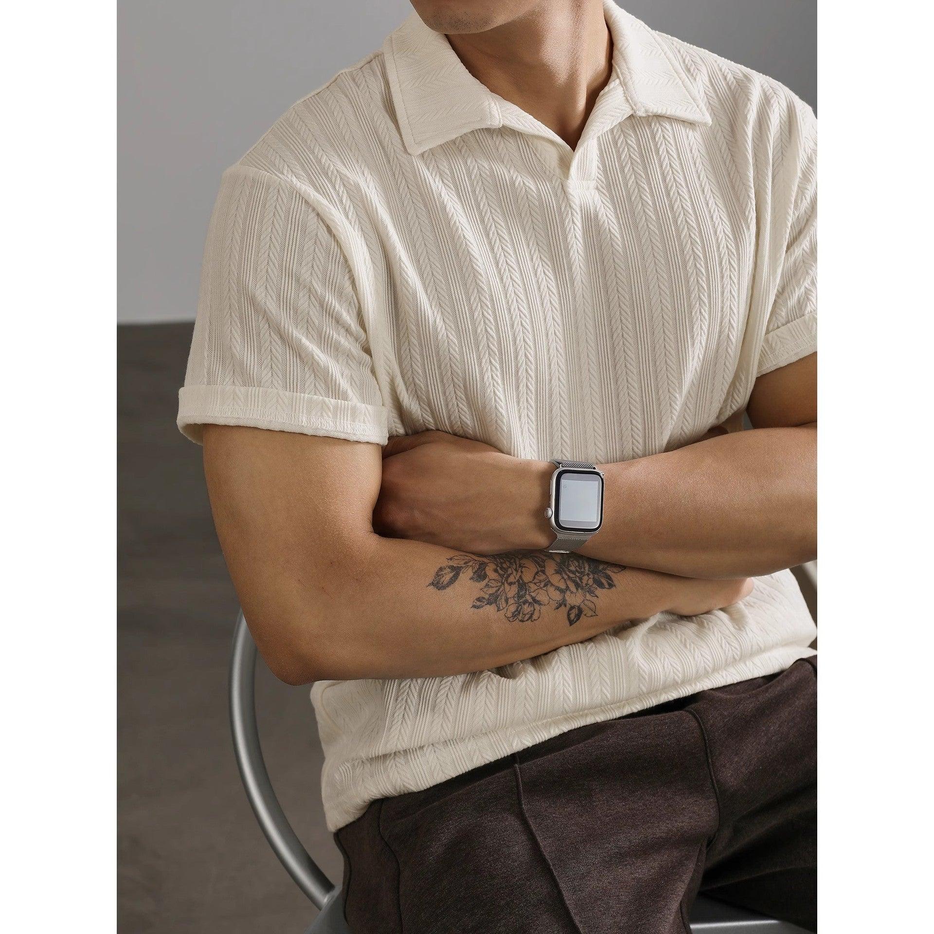 Wheat Woven Texture Summer Breathable Slim Fit Business - VAleG