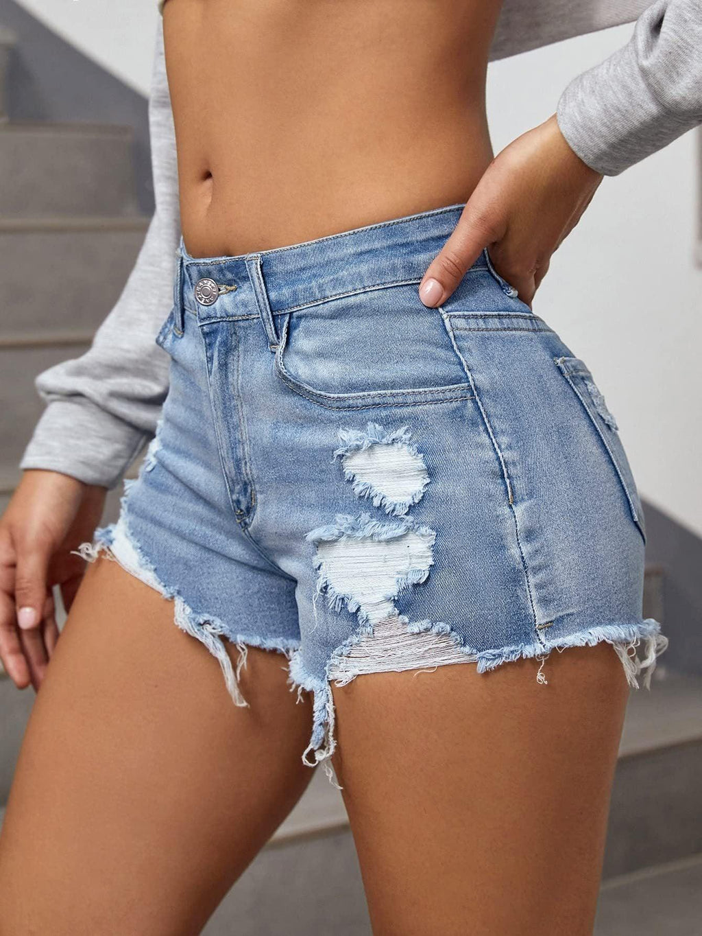 Women's Stretch Worn Washed Jeans - VAleG