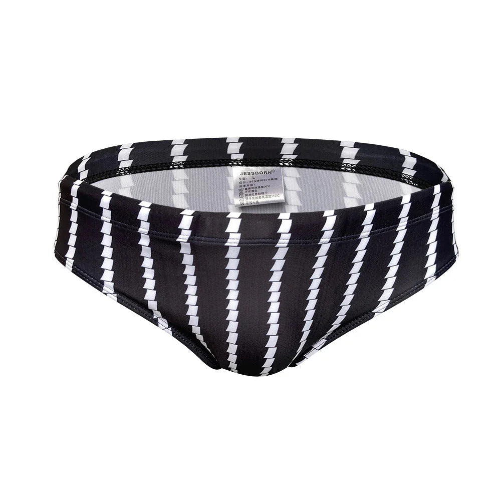 Low Rise Tight Vertical Stripes Beach Training Competition Swimsuit - VAleG