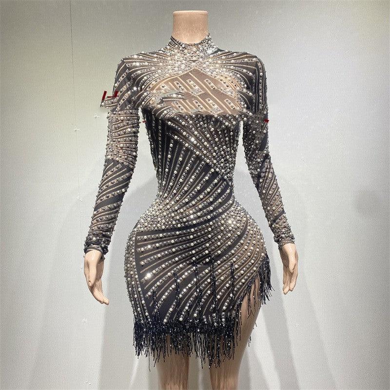 Tassel Dress Birthday Party Long Sleeve Ironing Transparent - VAleG