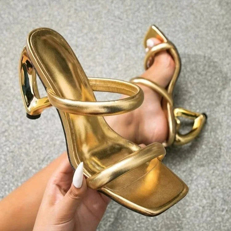 European And American-style Gold-shaped High Heel Slippers - VAleG
