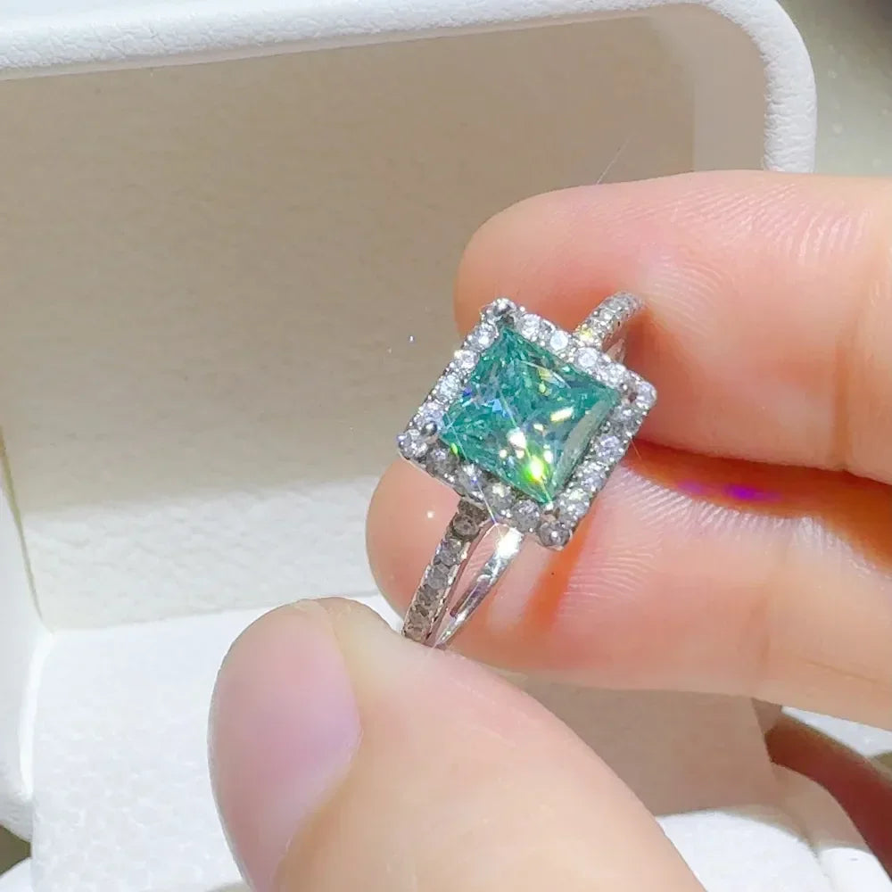 2 Carat 925 Sterling Silver Moissanite Square Shape Ring - VAleG