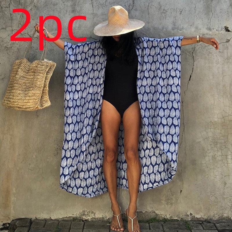 Polyester Ladies Sun Protection Resort Beach Dress Cover Up - VAleG