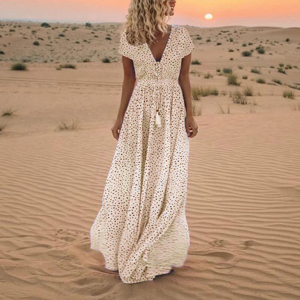 Holiday beach polka dot bohemian dress - VAleG