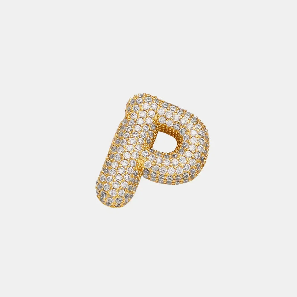 Inlaid Zircon Bubble Initial Necklace - VAleG