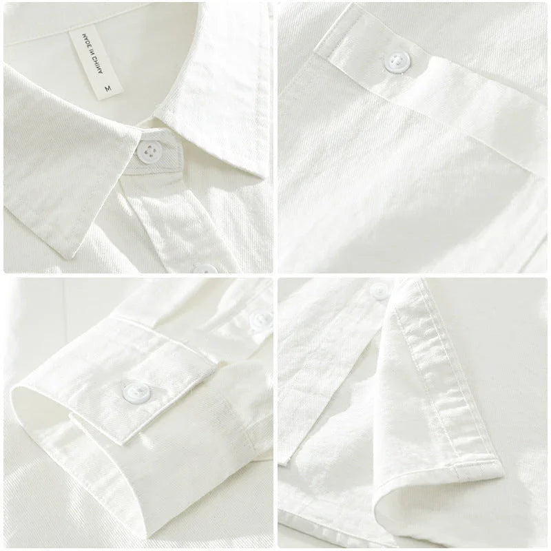 Japanese Style Simple Long Sleeve Shirt Men's New Fashion Casual - VAleG