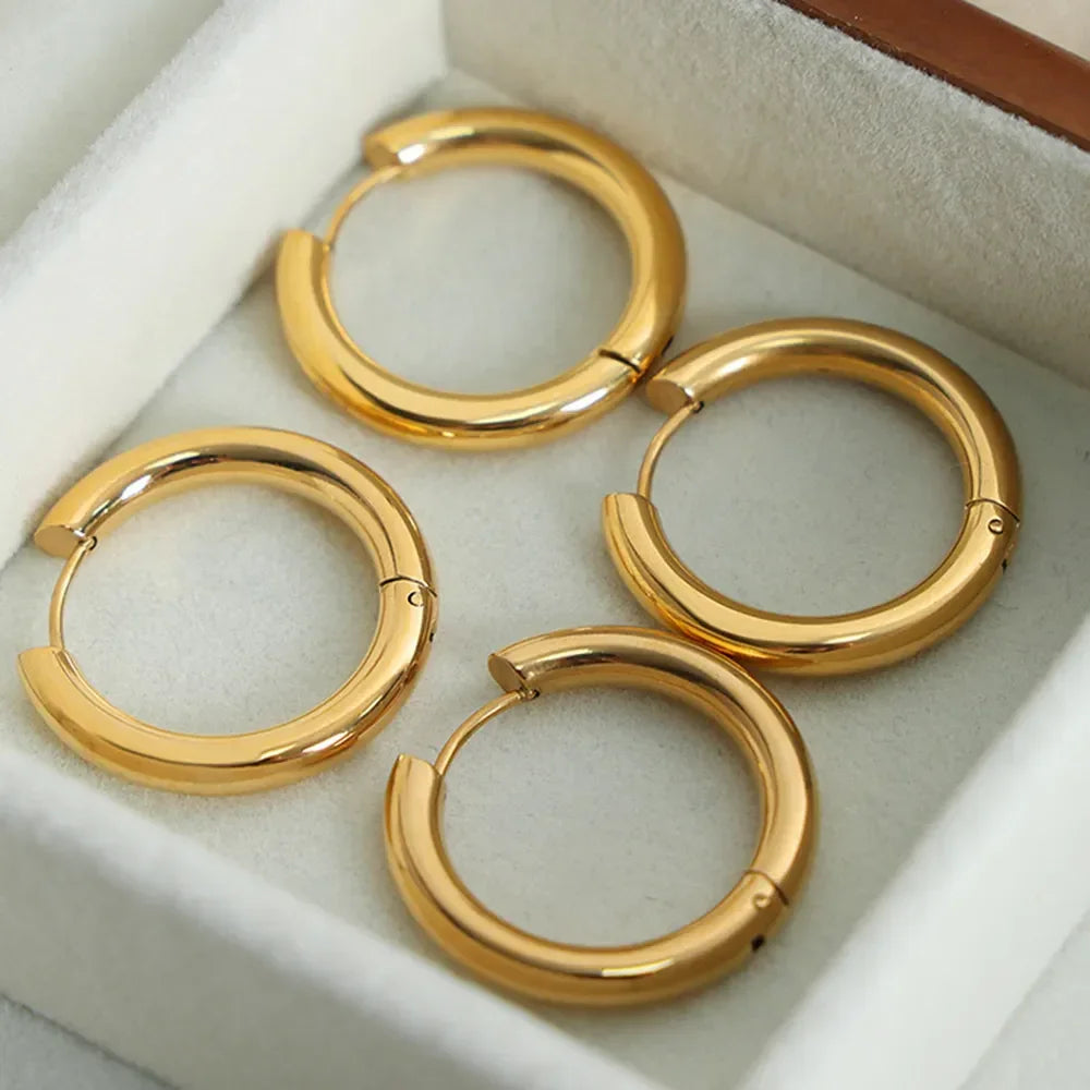 18K Gold-Plated Huggie Earrings - VAleG