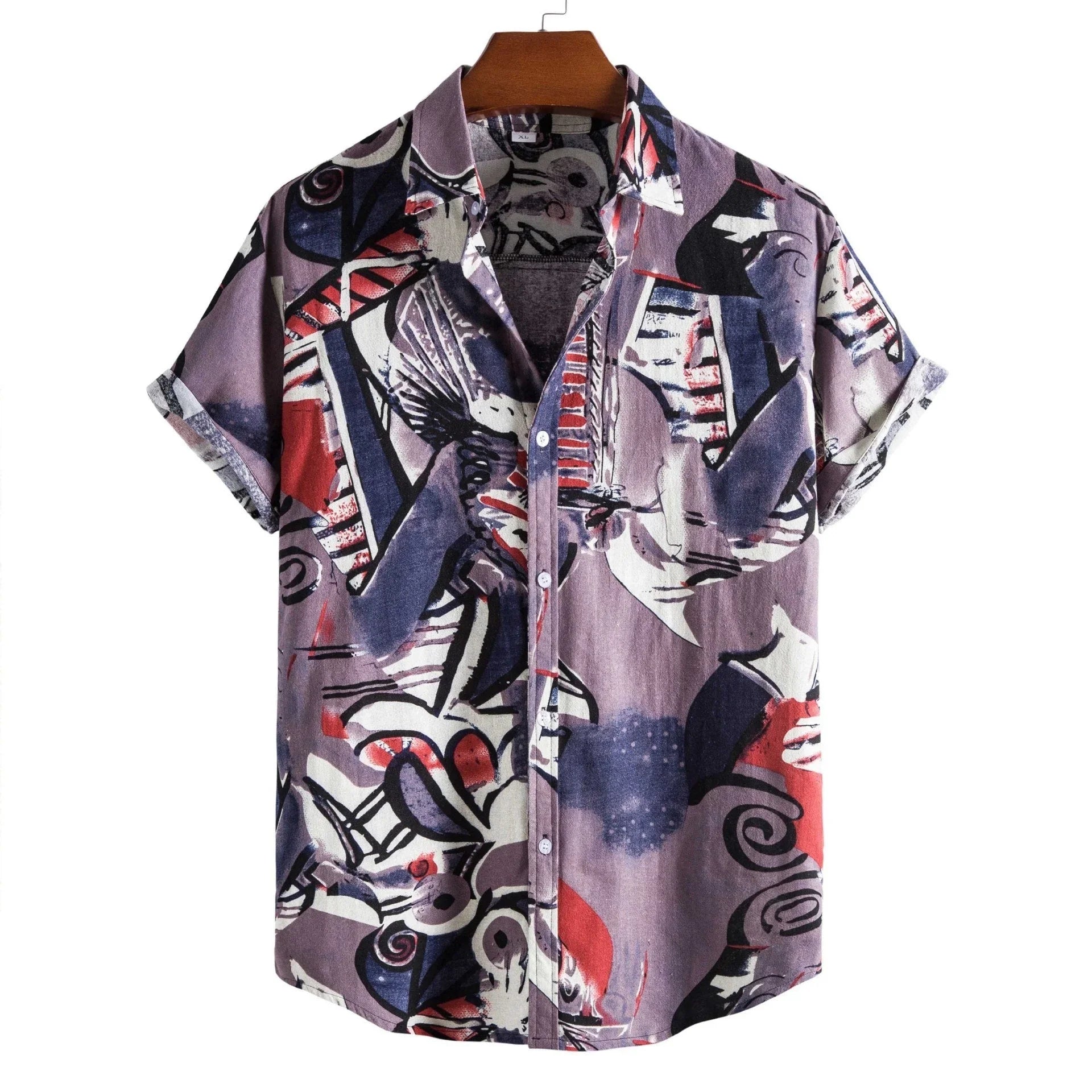 Printed Casual Men's Short-sleeved Shirt Lapel - VAleG