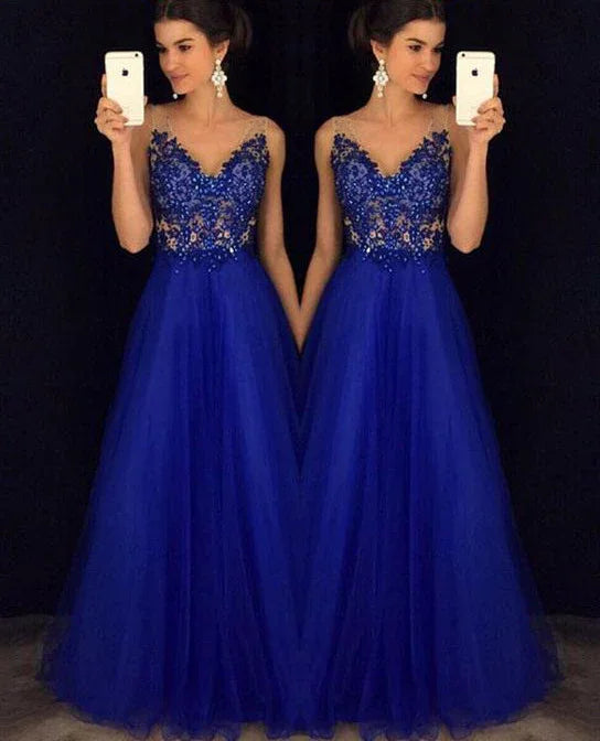 Dress Backless Beaded Ball Elegant Long Dress Blue Chiffon Dress Spot - VAleG