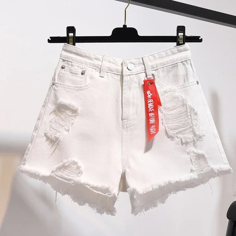 Women's raw hem denim shorts - VAleG