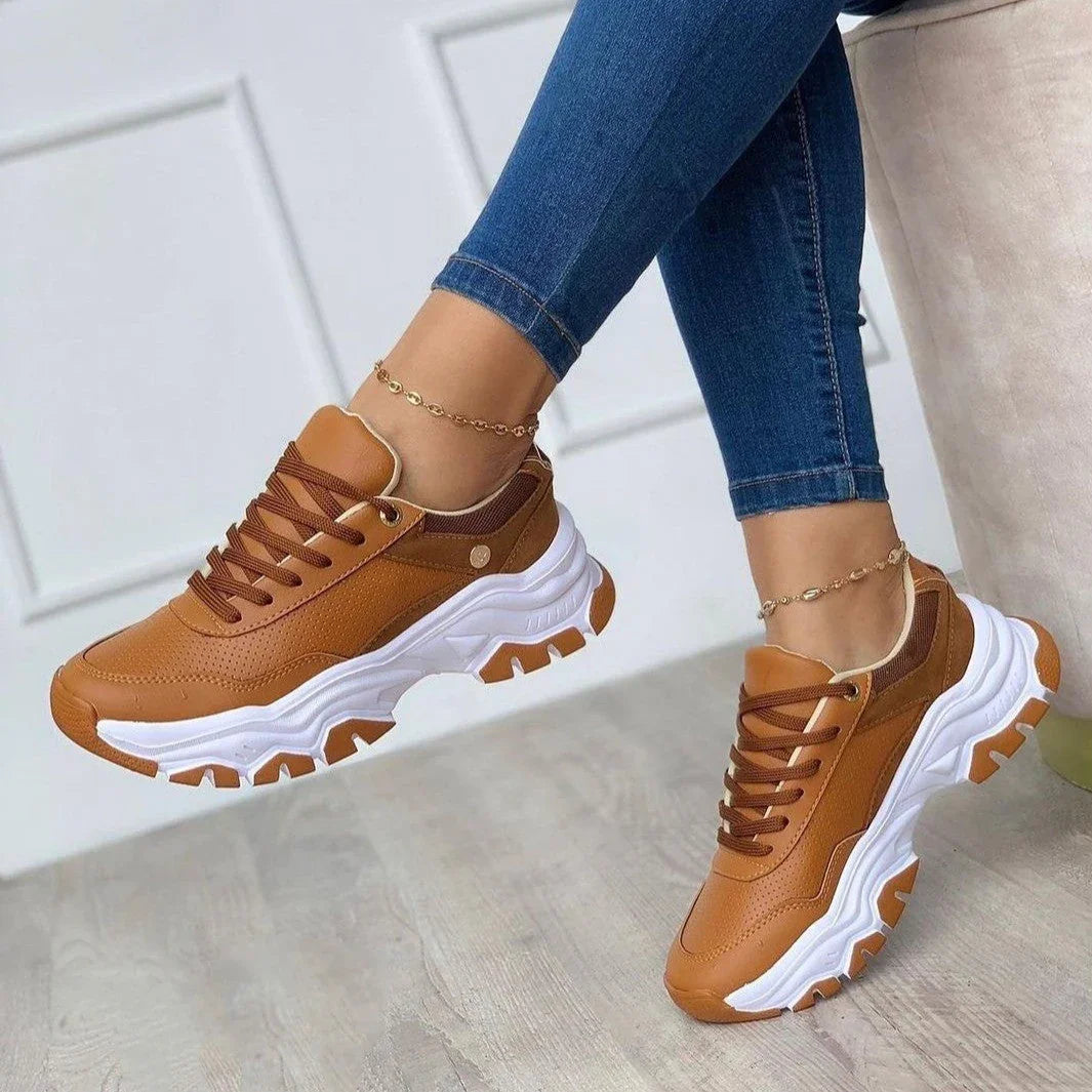 Women's Platform Pure Color Tied Shoes - VAleG