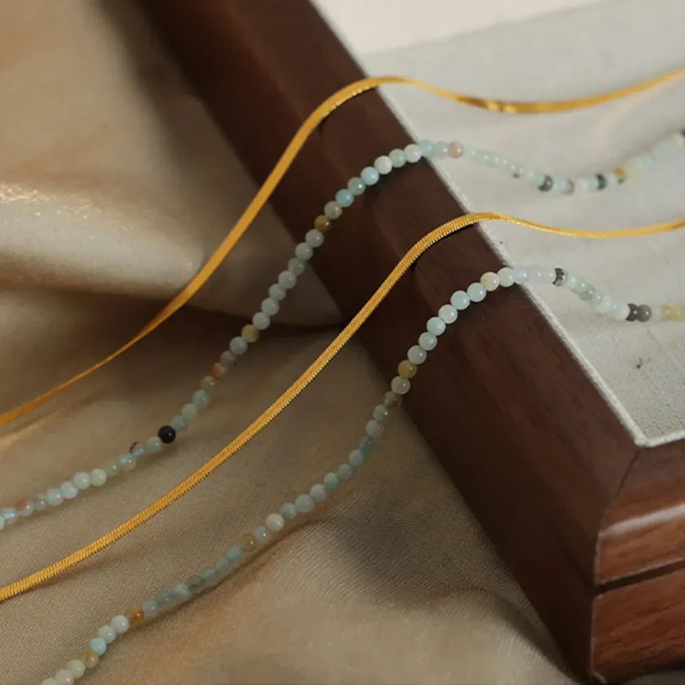 Beaded Titanium Steel Double-Layered Necklace - VAleG