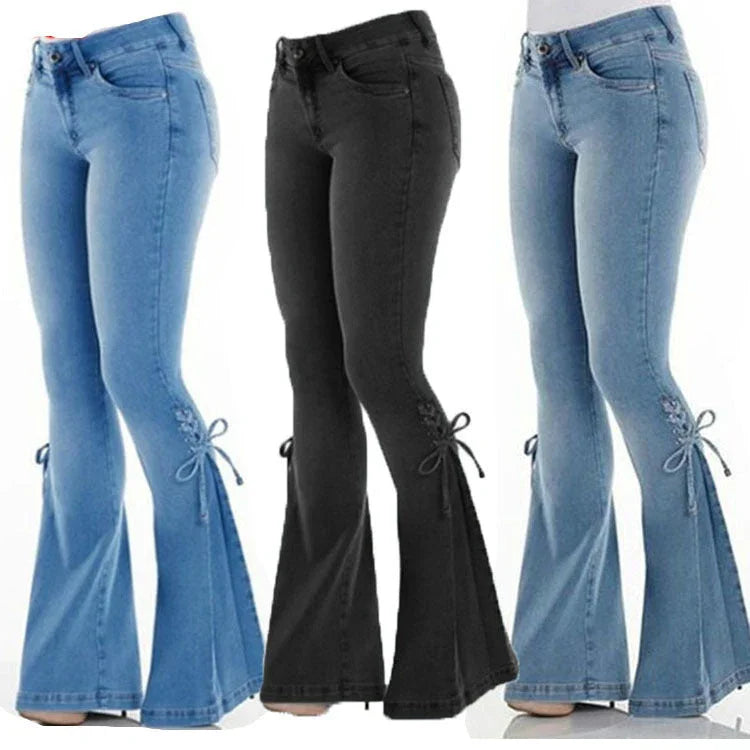 Ladies jeans mid-waisted denim trousers stretch jeans - VAleG