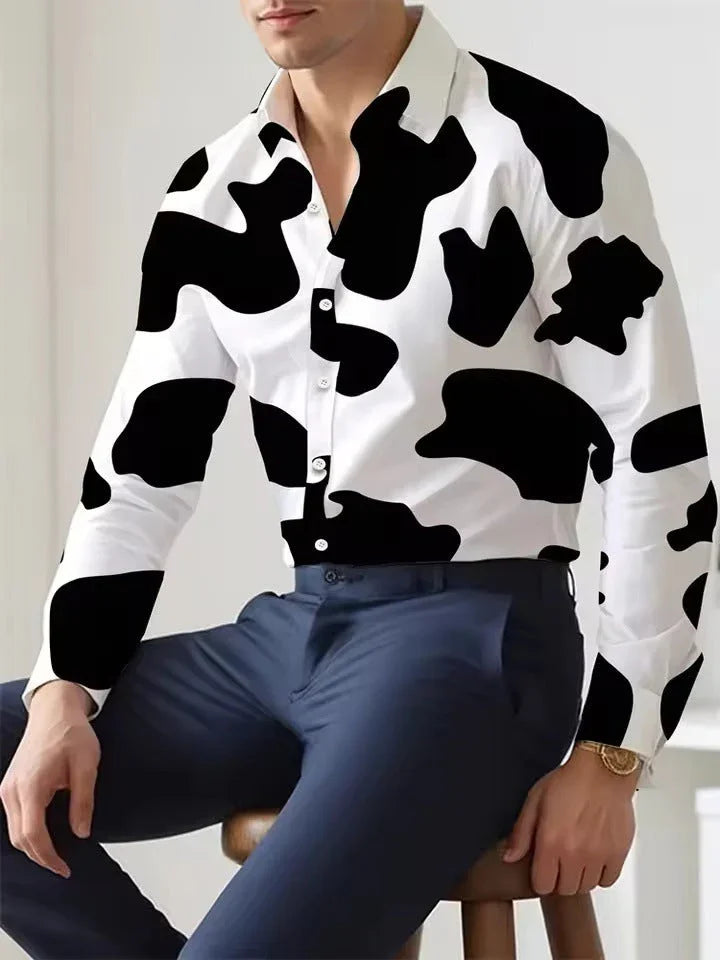 Men's Long Sleeve Shirt Palm Tree And Striped Printed Shirt Everyday Fashion Men's Casual Shirt - VAleG