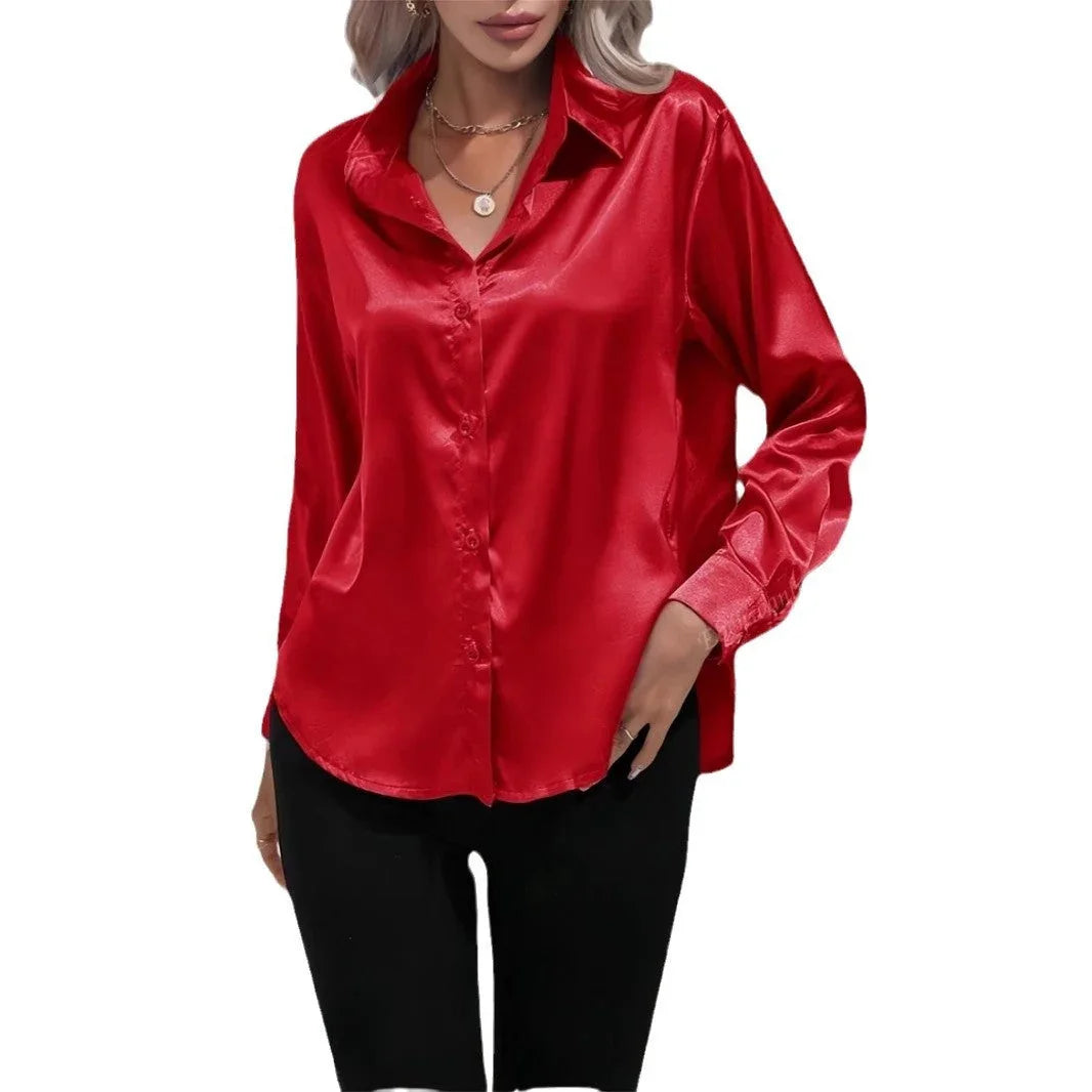 Women's Shirt Satin Silk-like Long Sleeve - VAleG
