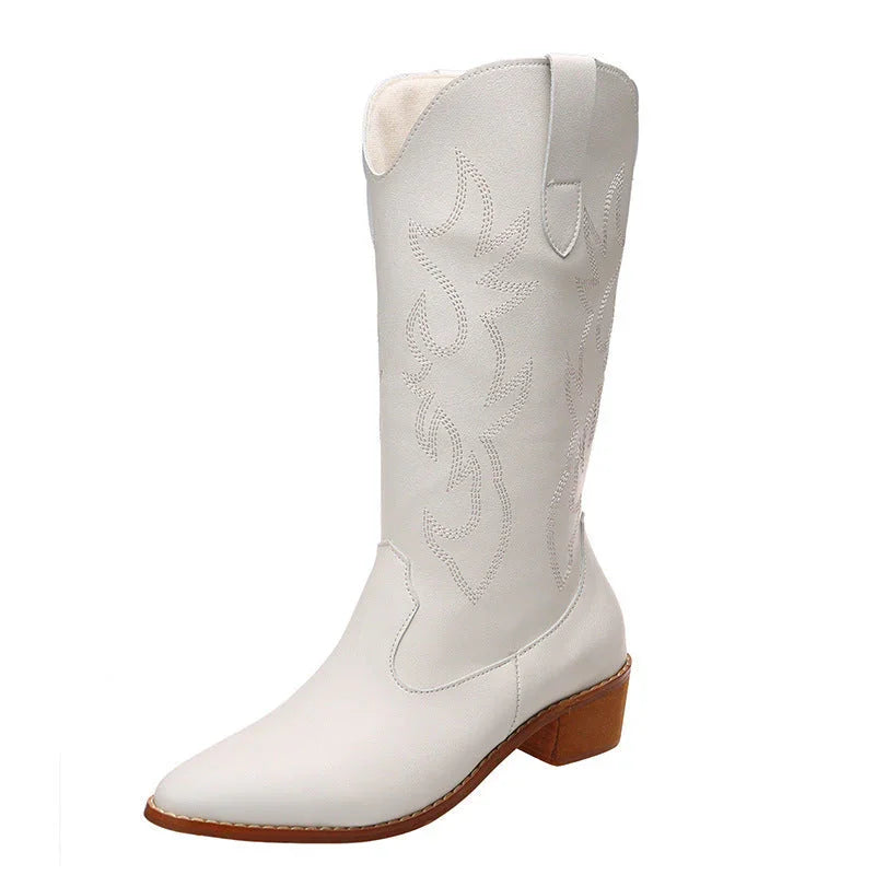 Retro V Cut Below The Knee Knight Boots Mid-calf - VAleG