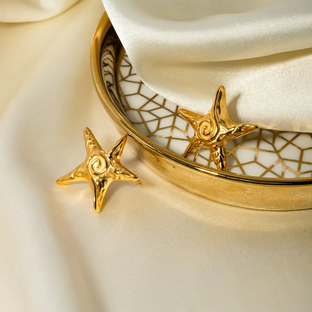 Stainless Steel Star Shape Earrings - VAleG