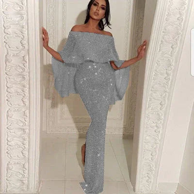Ladies' Dress With Flounces Back And a Blingbling And a Slit - VAleG