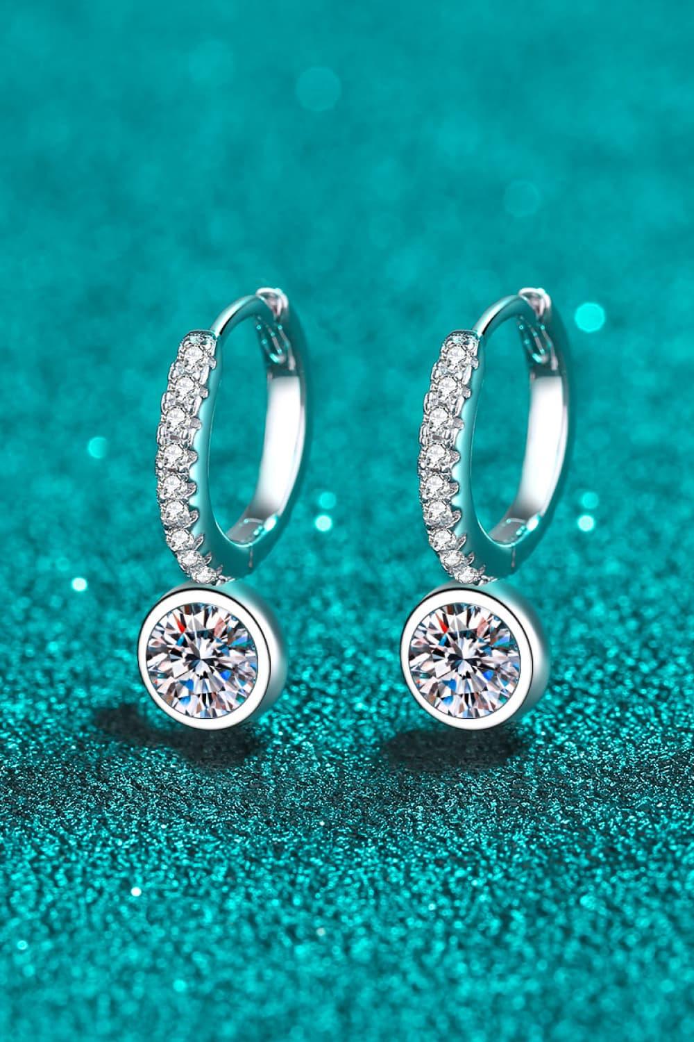 1 Carat Moissanite Rhodium-Plated Drop Earrings - VAleG