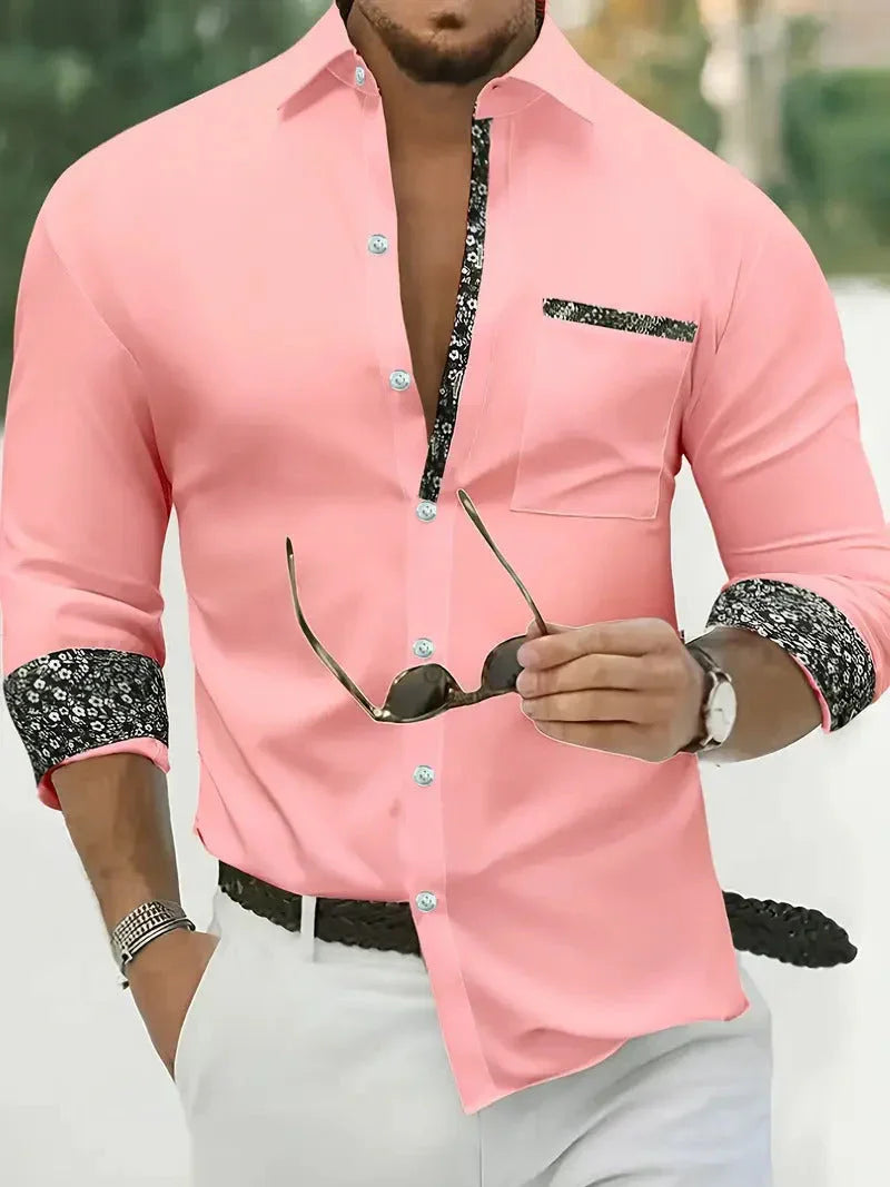 Fashion Loose Breathable Pocket Men's Long Sleeve Shirt - VAleG