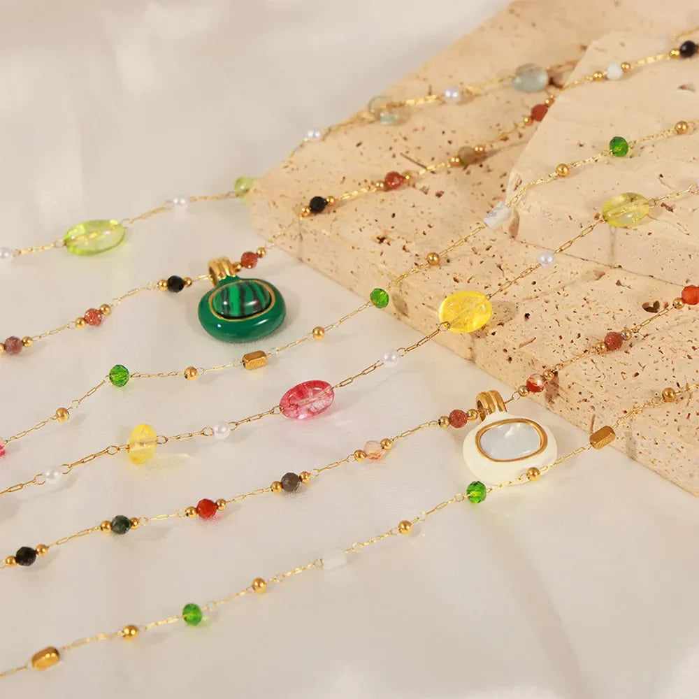 Titanium Steel Gold-plated Bead Necklace - VAleG