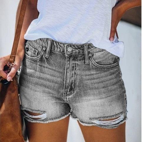 Summer Hole Denim Shorts Female Fringe Jeans - VAleG