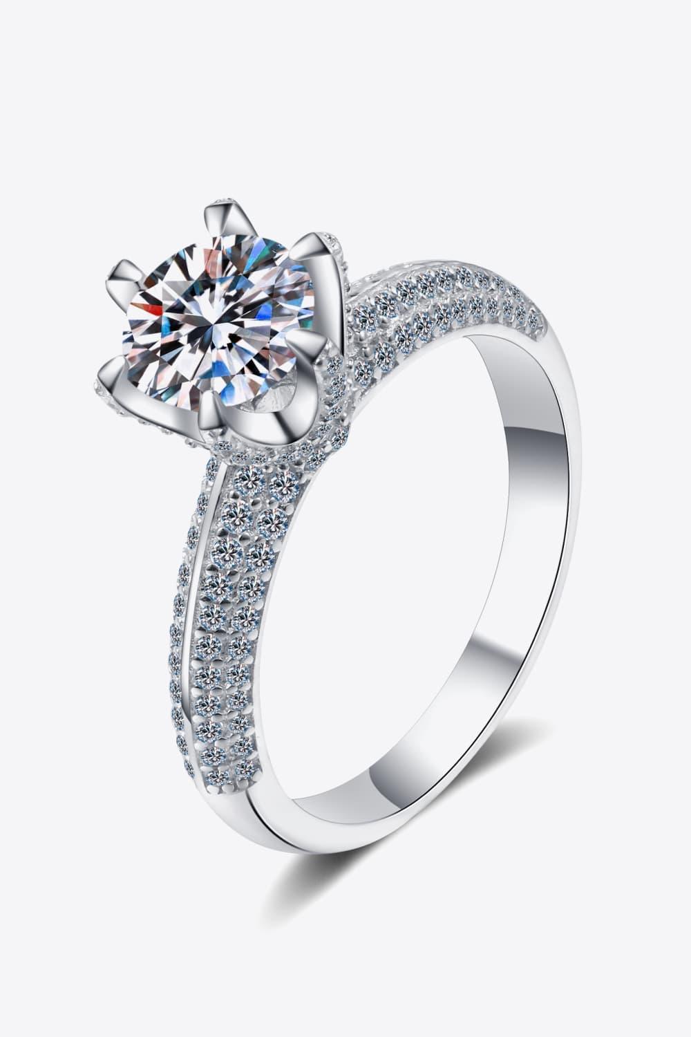 2 Carat Moissanite 925 Sterling Silver Side Stone Ring - VAleG
